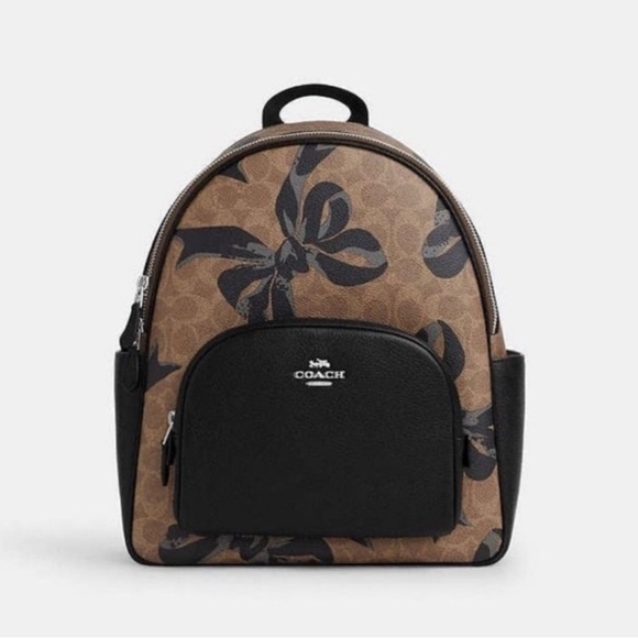 NWT！COACH COURT BACKPACK IN SIGNATURE CANVAS WITH BOW PRINT（COACH CZ768） - Picture 1 of 10